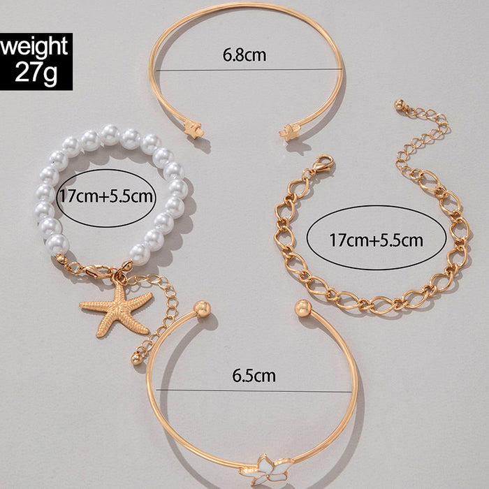 Starfish Pearl Bracelet Set - Four-Piece Summer Women’s Jewelry