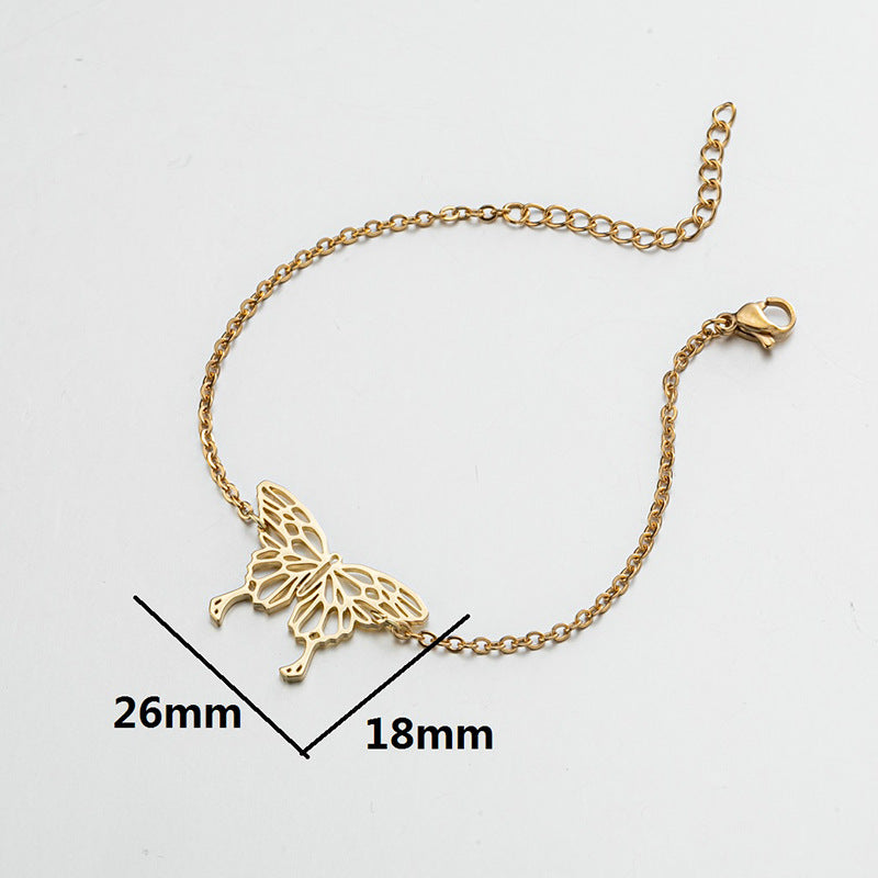 Literary and artistic small fresh butterfly bracelets, stainless steel hollow ladies niche jewelry wholesale