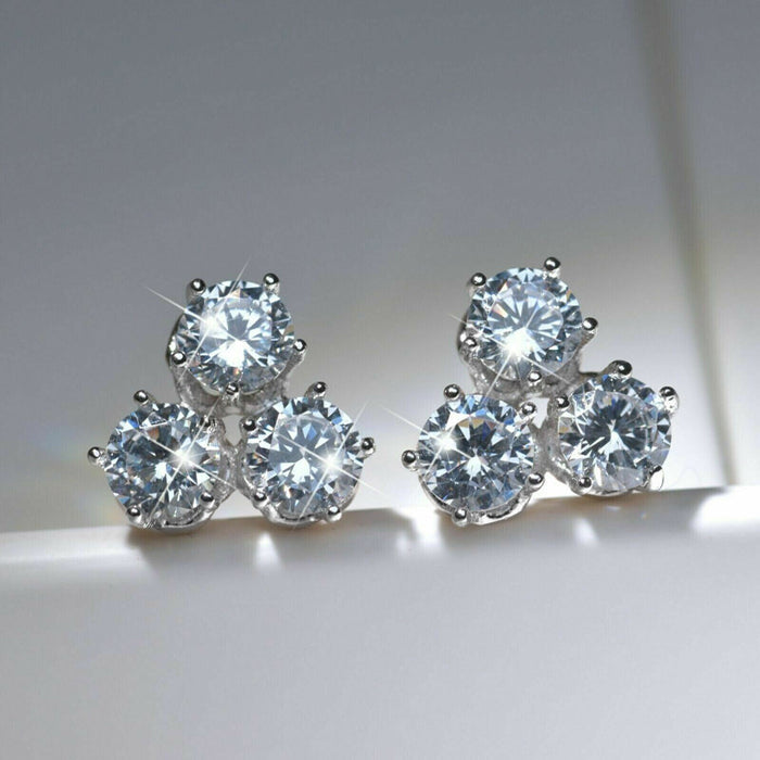 Geometric zircon earrings, versatile and high-end earrings
