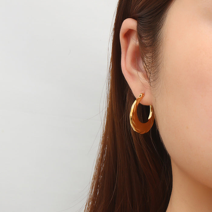 Patterned ox horn stainless steel earrings simple trendy earrings