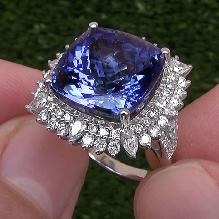 Purple diamond colored gemstone zircon ring fashionable anniversary accessories