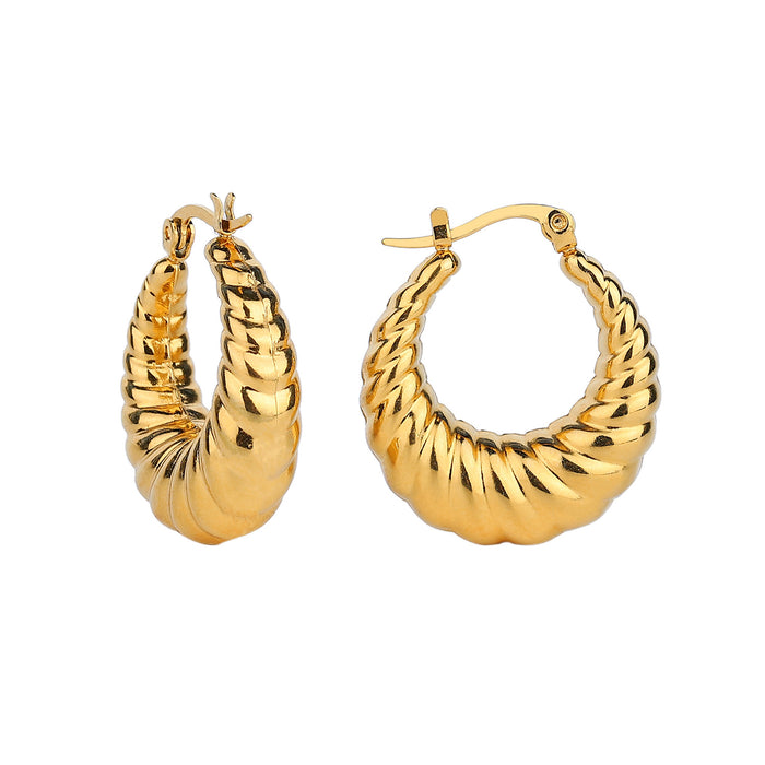 18K Gold Plated Stainless Steel Asymmetric Spiral Earrings - Minimalist Design Jewelry