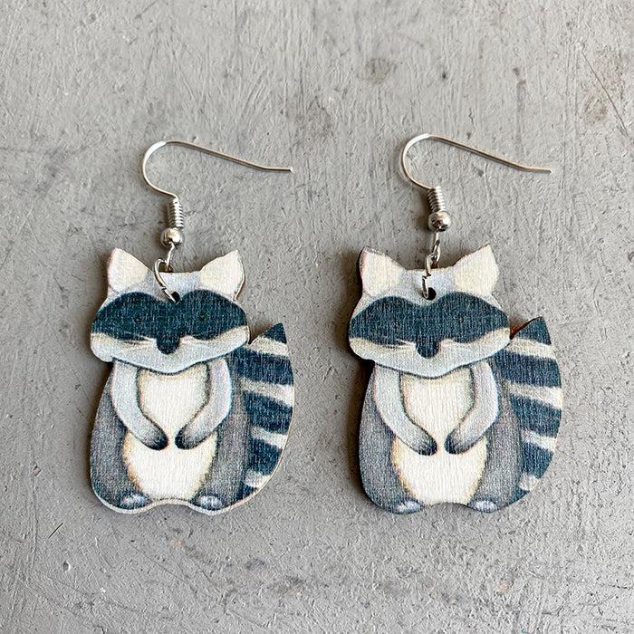 Cute Animal Earrings with Raccoon, Sloth, and Fox Designs