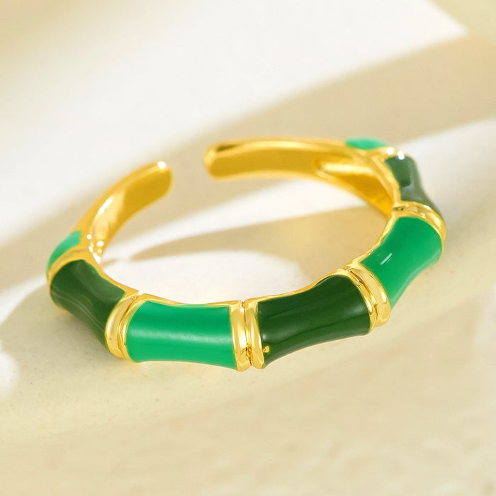 Wholesale copper enamel rainbow dopamine bamboo rings