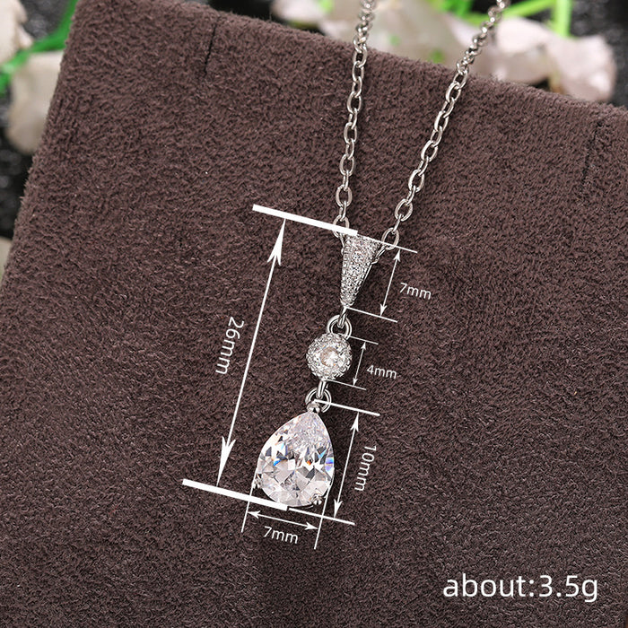 Teardrop-Shaped Bridal Earring Necklace Set