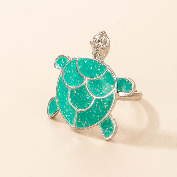 Anillo divertido con forma de delfín, zorro, tortuga y mariposa