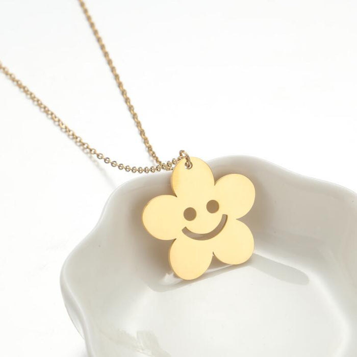 Butterfly flower necklace, spring and summer stainless steel 18K electroplating niche animal musical note jewelry wholesale