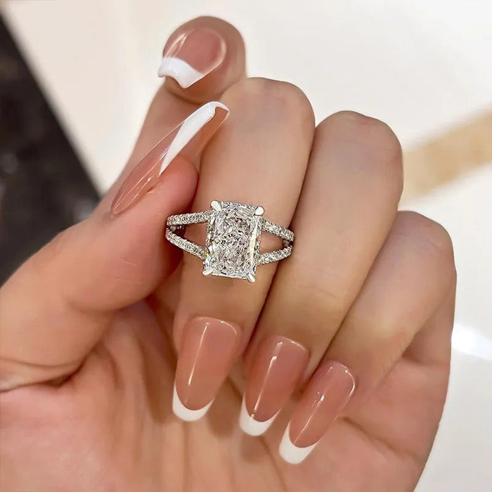 Anillo microincrustado para mujer, anillo de compromiso con diamante cuadrado, estilo europeo y americano