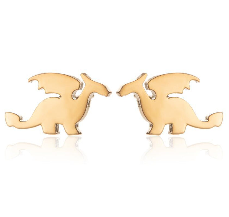 Dinosaur Stainless Steel Stud Earrings - Fun and Creative Jewelry with a Playful Design