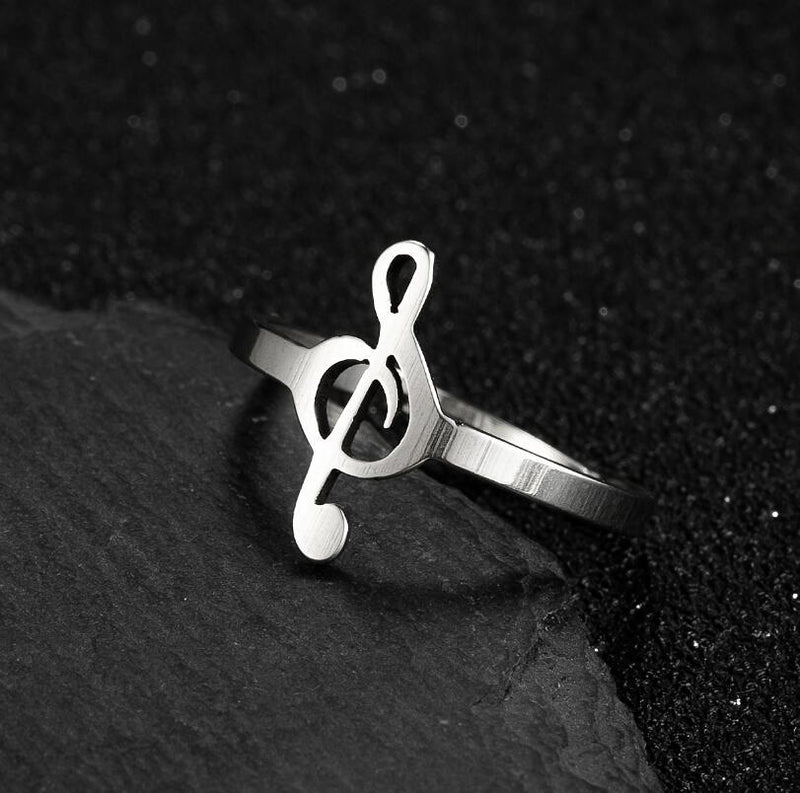 Anillo con símbolo musical, anillo abierto con nota musical simple japonesa y coreana al por mayor