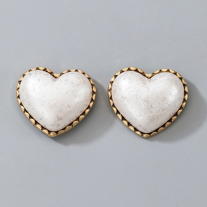 Pearl heart earrings light luxury diamond stud earrings