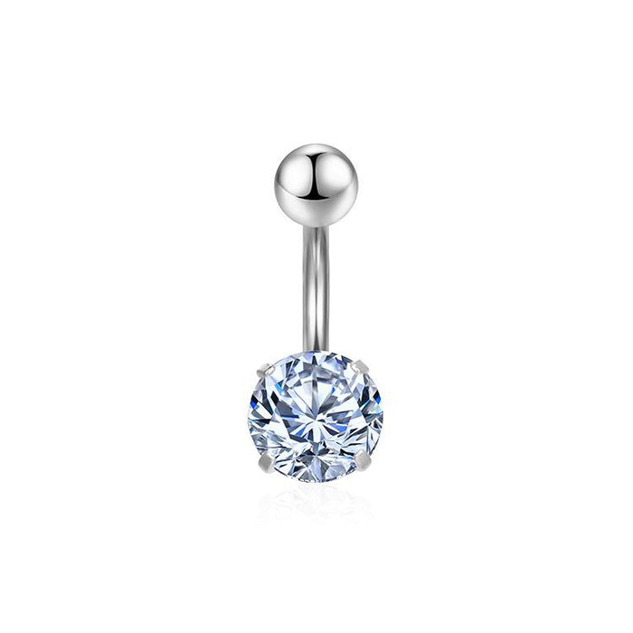 Stainless steel zircon round double head belly button ring belly button nail