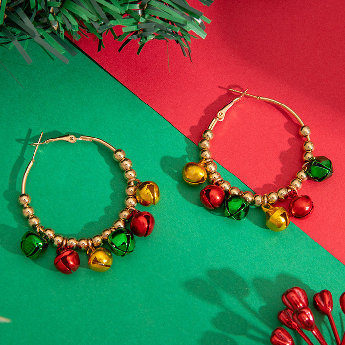 Christmas Bell Beaded Earrings Colorful Retro Earrings