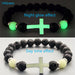 Wholesale Multi-colored Glow-in-the-Dark Volcanic Stone Bracelets with Cross Beads - wallojewerly 