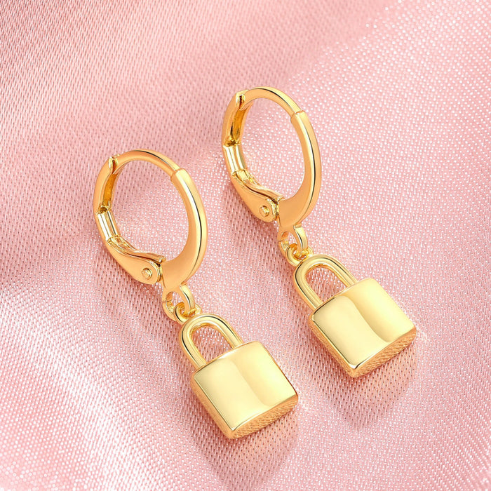 Lock shape earrings for women trendy earrings geometric pattern jewelry