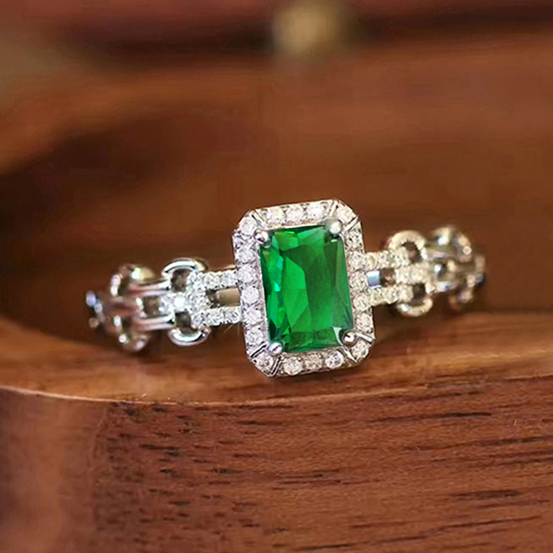 Zircon Mother's Day Geometric Ring Women's Light Luxury Wedding