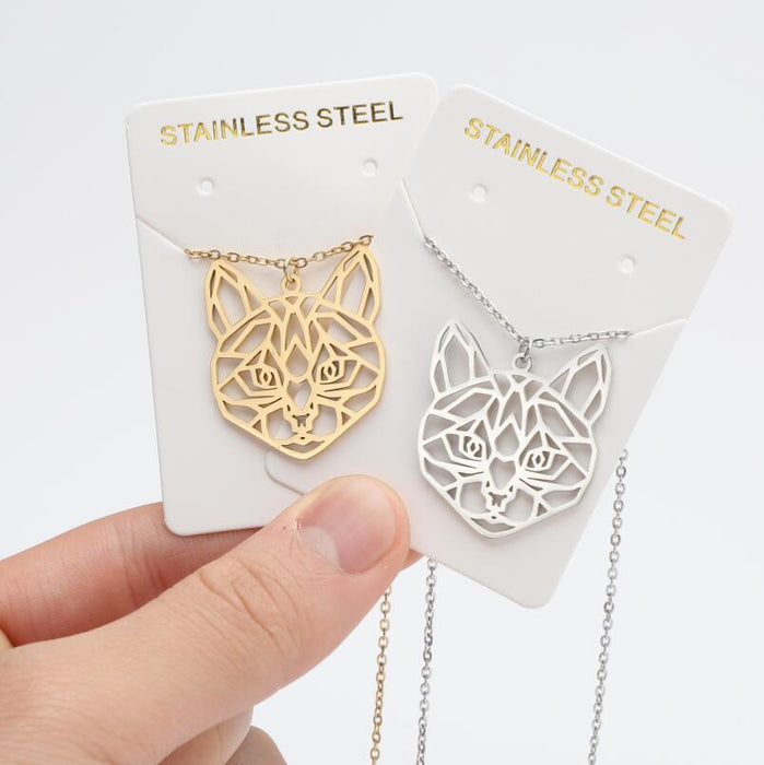 Origami tiger pendant necklace, stainless steel zodiac niche luxury clavicle chain