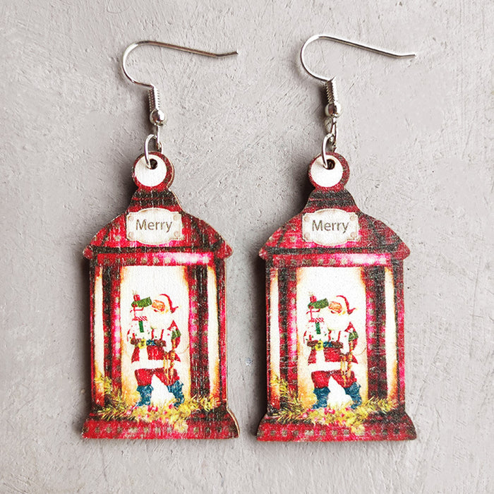 Christmas Earrings with Santa, Rainbow, Sunflower, Plaid, and Leopard Print