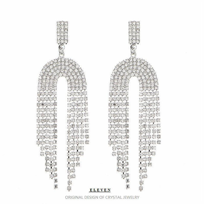 Full Rhinestone Tassel Earrings - Elegant Dangles for a Modern Style