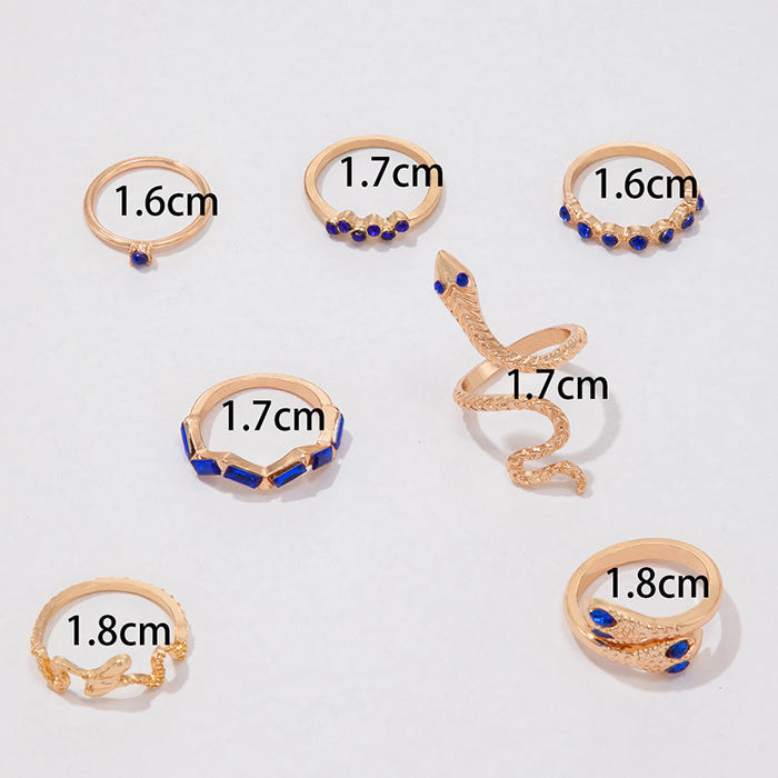 Colorful gradient diamond V-shaped ring set