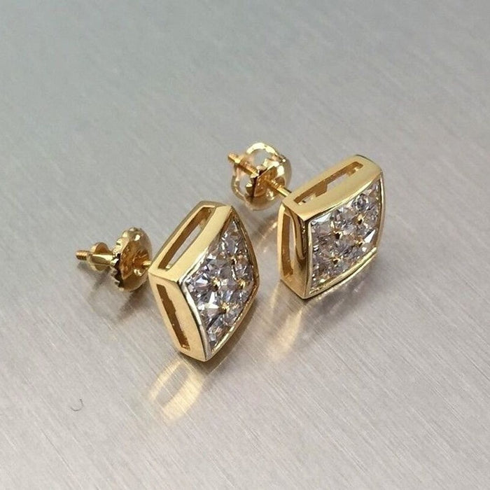 Pendientes de diseño de nicho con baño de oro y diamantes