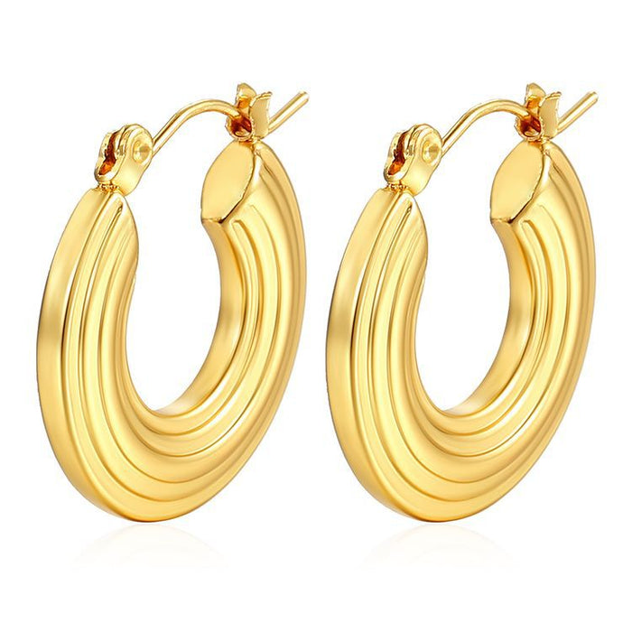 Large disc earrings 18K gold-plated titanium steel earrings