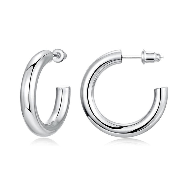 European and American style large hoop earrings light mature temperament metallic earrings