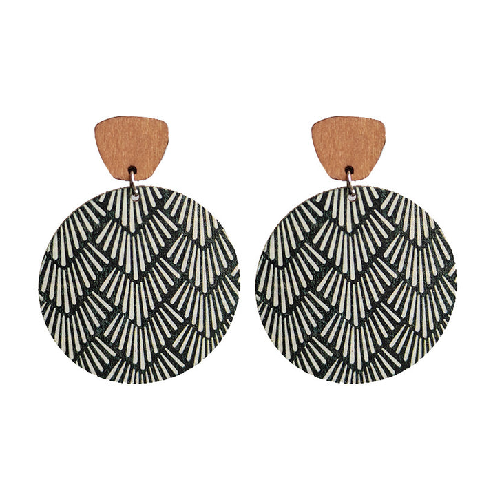 Wooden round earrings