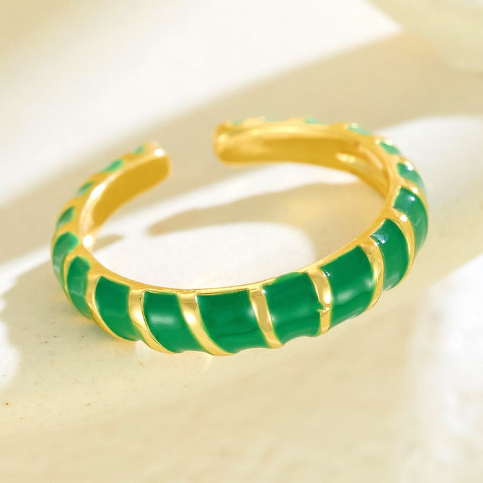 Wholesale copper droplet spliced colored striped open ring