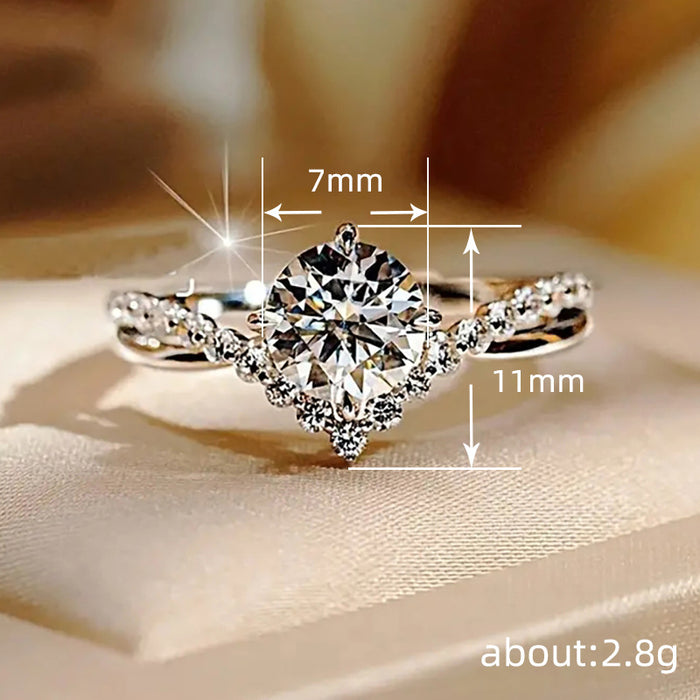 Zircon couple ring women's four-claw V-shaped wedding ring