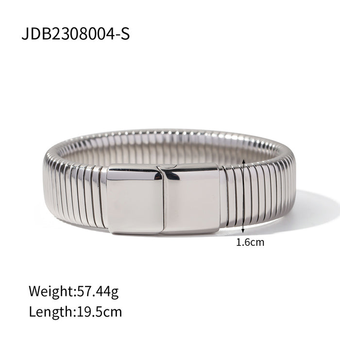 High-End Titanium Steel Elastic Snake Chain Bracelet and Necklace - Popular Flexible Wide Bangle for Women