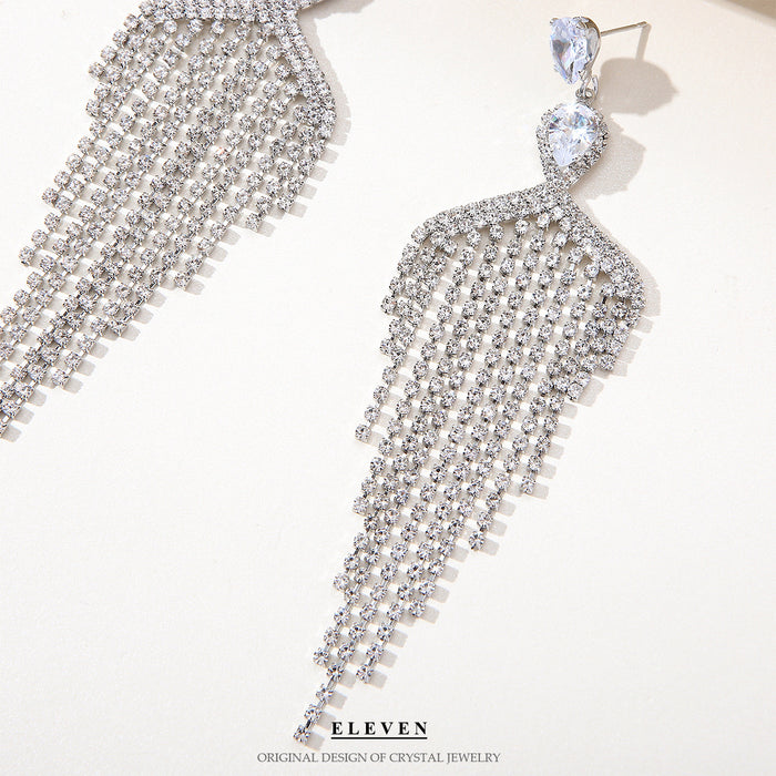 Vintage Rhinestone Tassel Earrings - Creative Statement Jewelry for Women