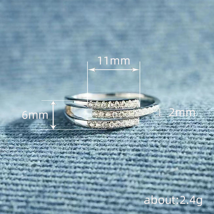 Anillo geométrico lineal con circonitas microincrustadas para mujer, anillo ajustable