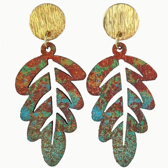 Autumn Forest Leaf Earrings with Simple Mountain Plant Designs