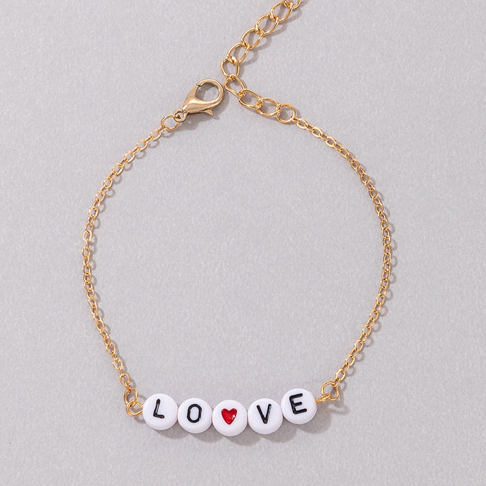 Simple Love Heart Beaded Bracelet with DIY Style