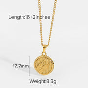 Stainless Steel Gold Plated Tarot Necklace - wallojewerly 