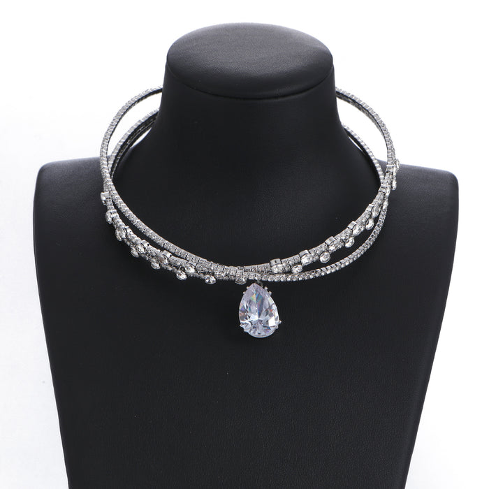 Sparkling Waterdrop Choker Necklace - Elegant Rhinestone Statement Piece