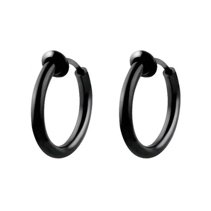 Black punk titanium steel ear clips for non-pierced stainless steel earrings