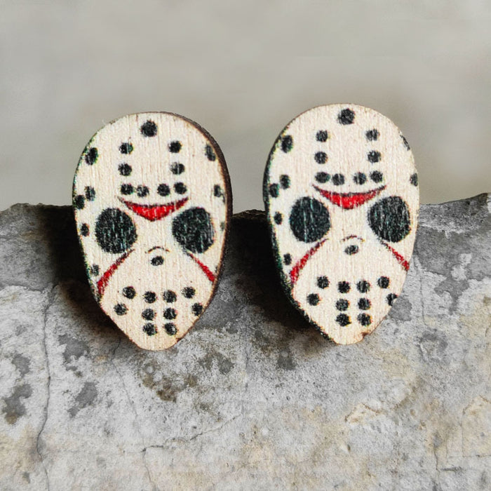 Wooden Halloween Horror Figure Earrings