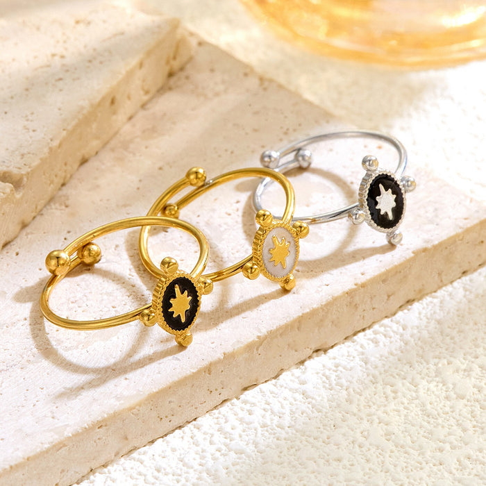 Wholesale 18K gold titanium steel drip star oval open ring