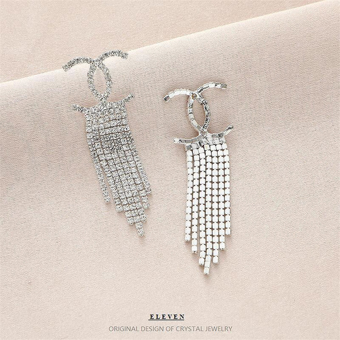 Luxury Rhinestone Earrings - Long Tassel Dangles for a Sophisticated Look