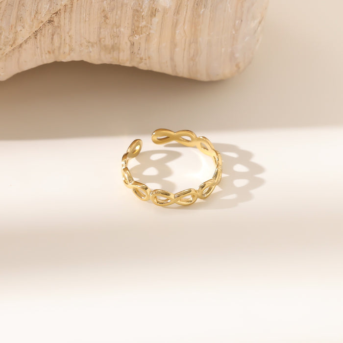 Wholesale non-fading stainless steel titanium steel gemstone diamond open rings - wallojewerly 