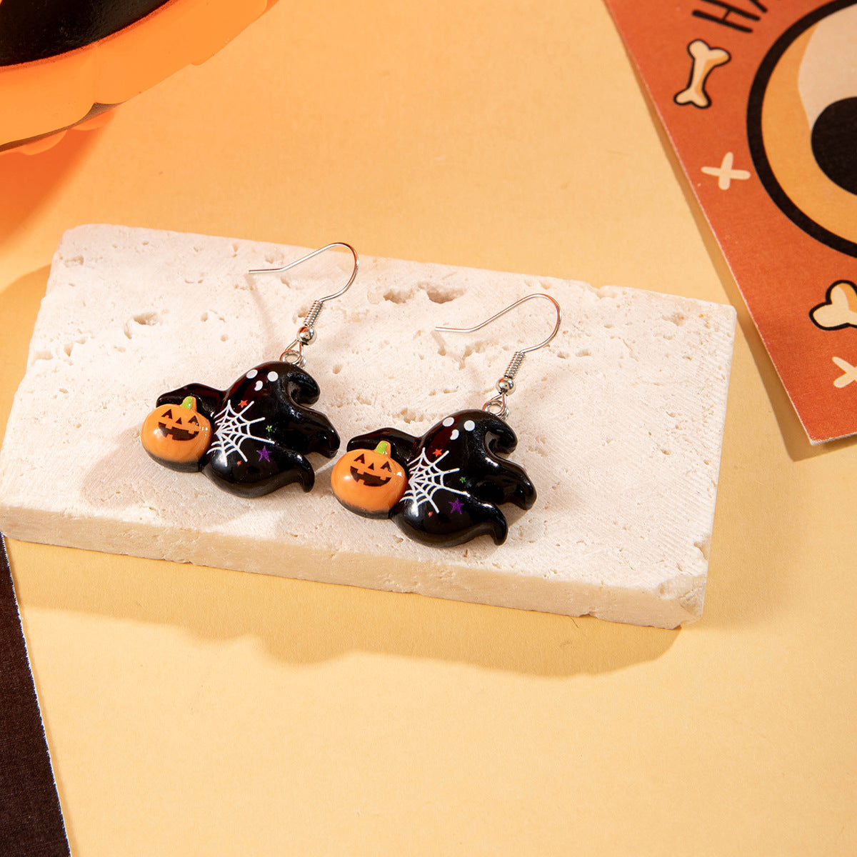 Halloween fun pumpkin spider web earrings dark ghost oil drop earrings earrings for women