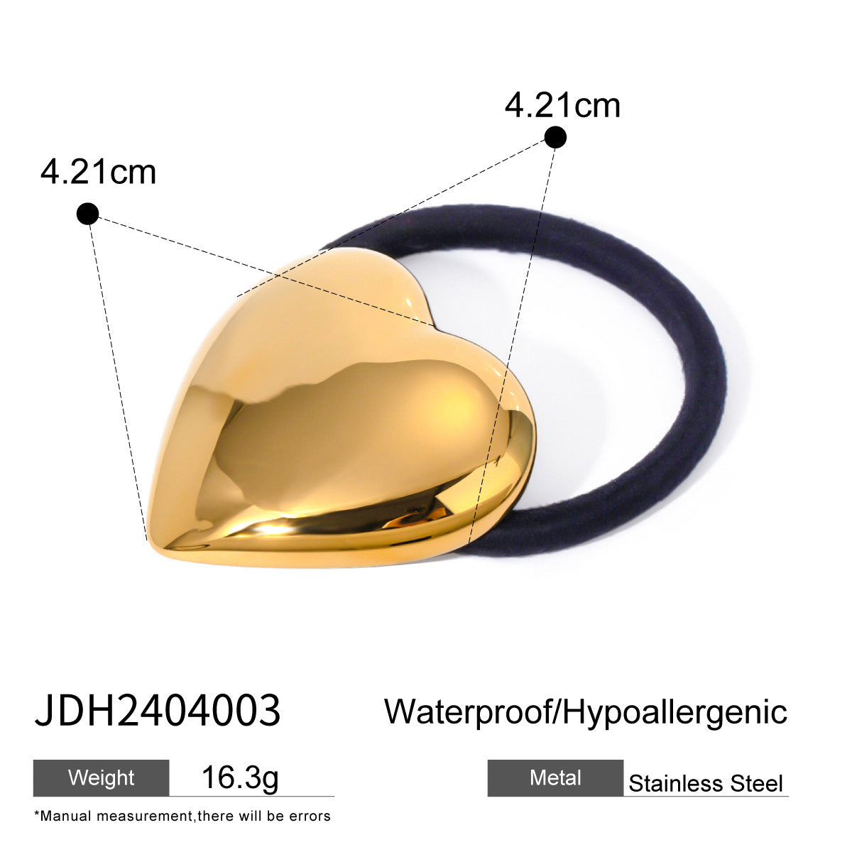 18K Gold Plated Stainless Steel Hair Tie - High-End U-Shaped Elastic Band for Ponytails