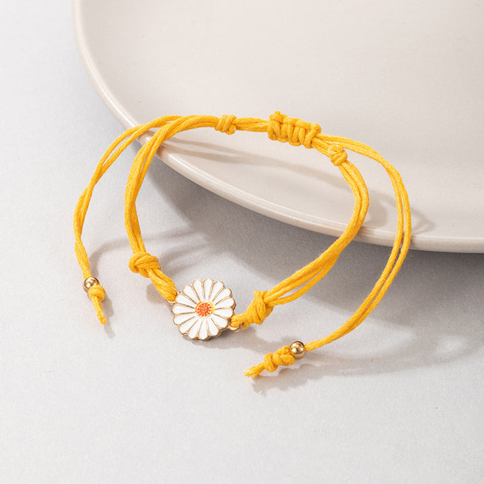 Minimalist Ins-Style Yellow Daisy Flower Single Layer Anklet