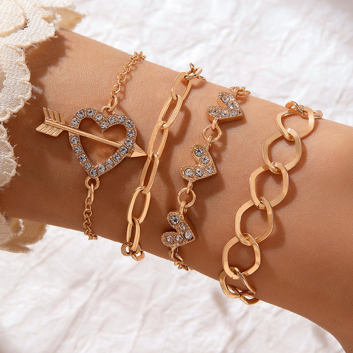 Butterfly and Geometric Heart Bracelet Set – Simple and Luxurious