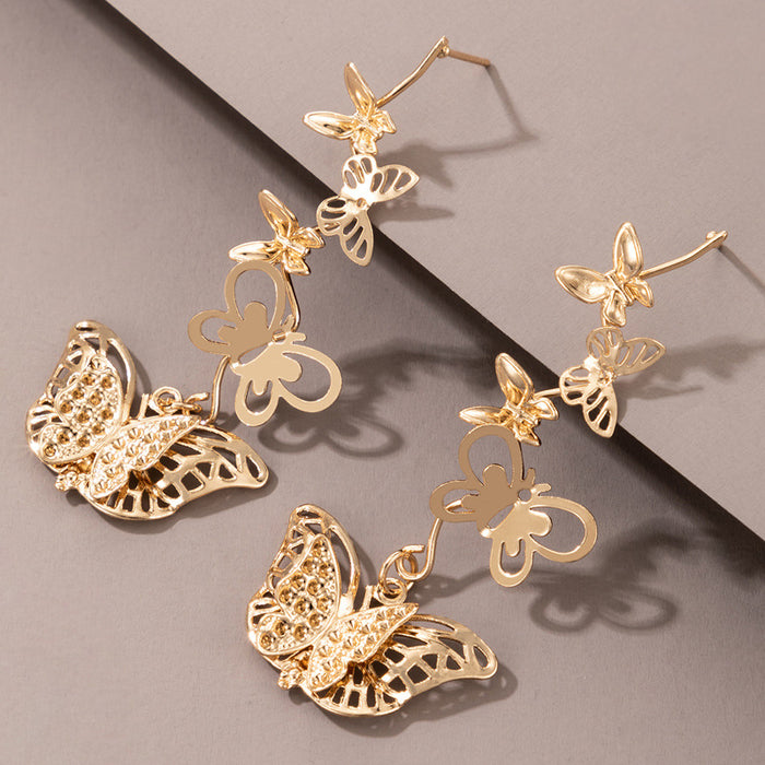 Butterfly element long commuter heavy metal earrings