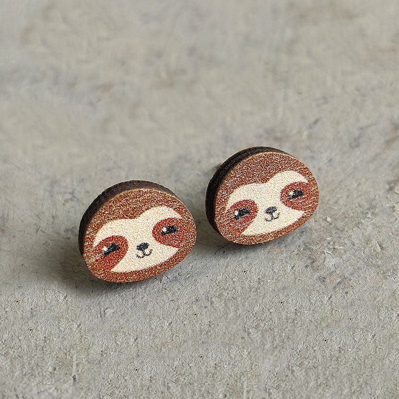 Wooden red panda earrings