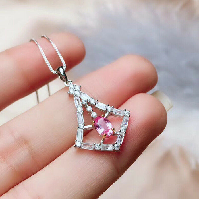 Korean pink diamond zircon pendant women's clavicle necklace