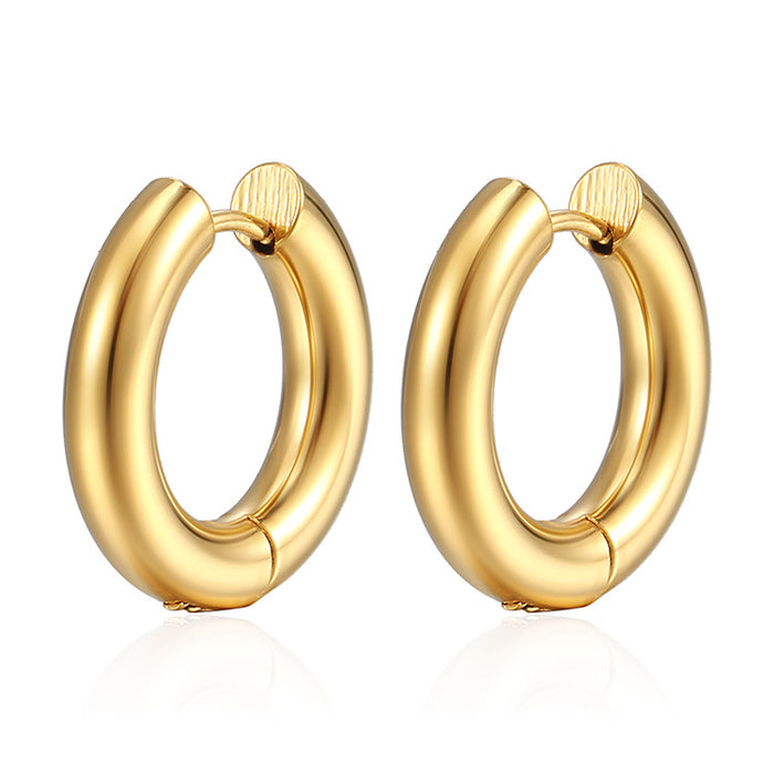 Gold titanium steel earrings for men and women round hoop stainless steel earrings